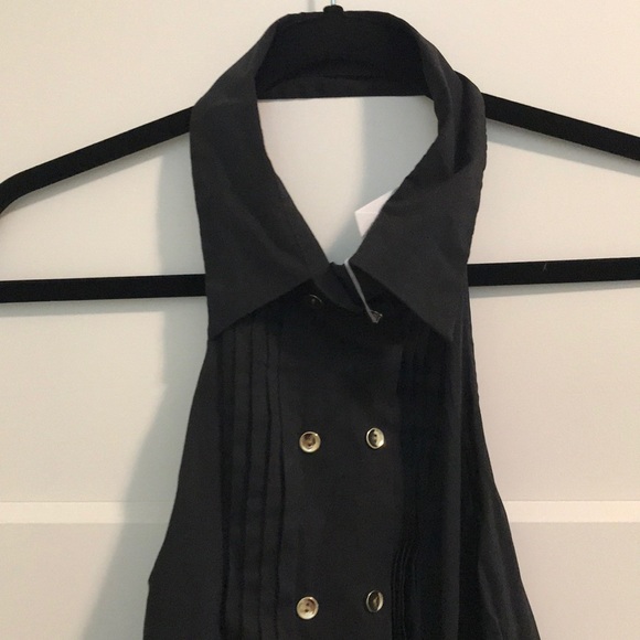 Black tuxedo style sleeveless bodysuit - Picture 2 of 8